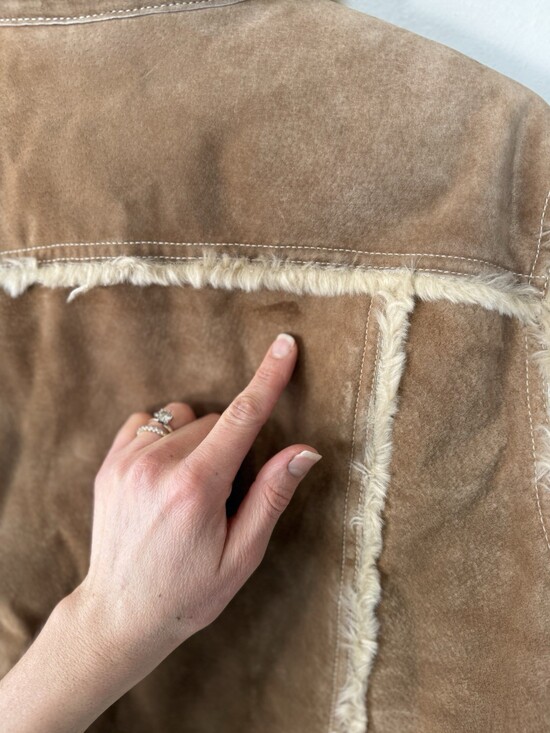 Wilsons Wilson’s Leather Maxima Womens Tan Brown Faux Soft Fur Zip Coat Large L - Picture 5 of 8